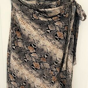 Luxe Snake Print Satin Wrap Midi Skirt